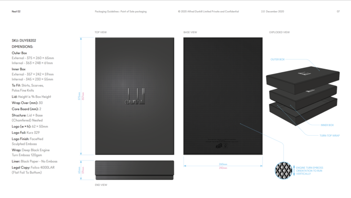 Alfred Dunhill Packaging Guidelines - nested boxes