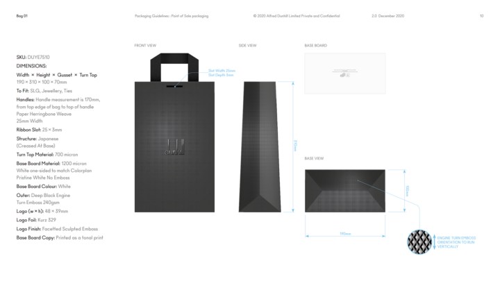 Alfred Dunhill Packaging Guidelines - retail bags